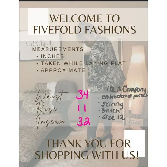 Sexy Embroidered Pocket Distressed Southwestern Stretch Dark Wash Jeans Size 12 - Picture 12 of 12